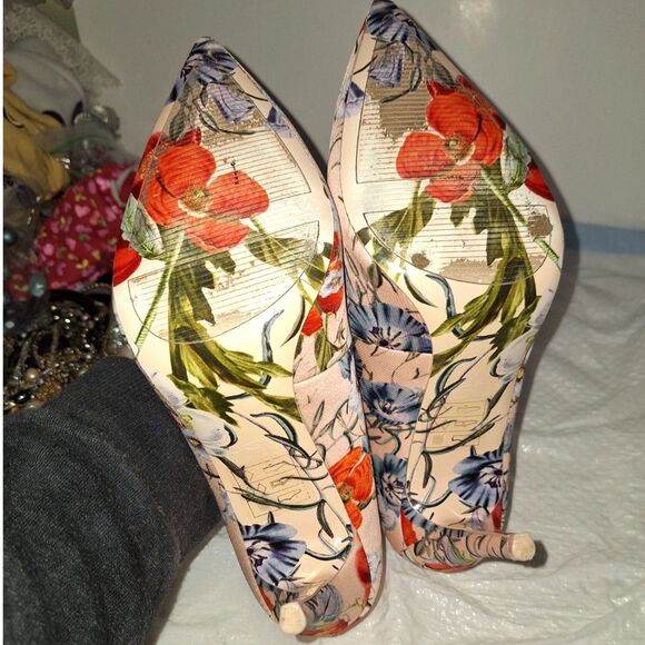 Aldo Women's Floral Pump Heels Bold Pattern Office Siren Cocktail Party Size 9 - Picture 7 of 9